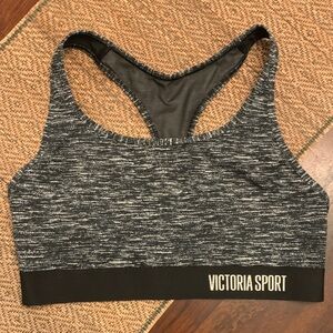 Victoria's Secret Black and Gray Heathered Sports Bra - Large